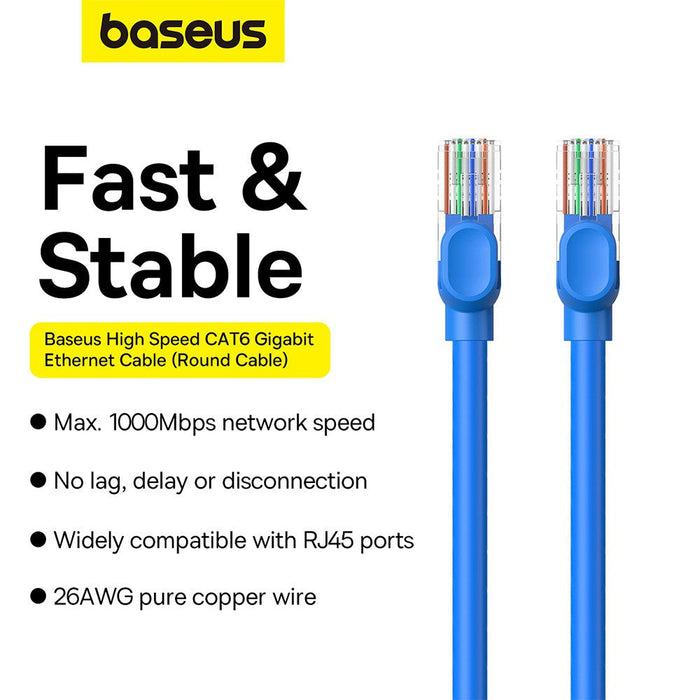 Baseus High Speed CAT6 Gigabit Ethernet Cable 3M-Galaxy Blue