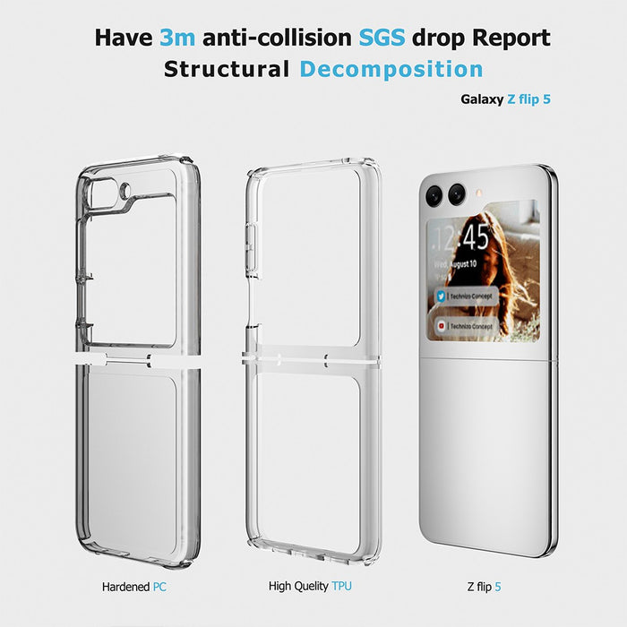UTIA Ultimate Shockproof Case Cover for Samsung Galaxy Z Flip5-Transparent