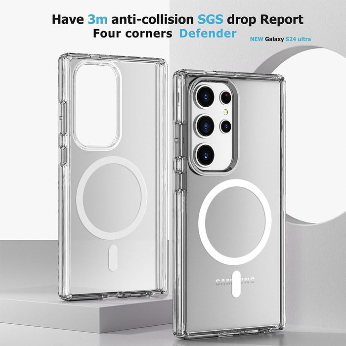 UTIA Shockproof Transparent Magsafe Cover Case for Samsung Galaxy S24 Ultra-Transparent