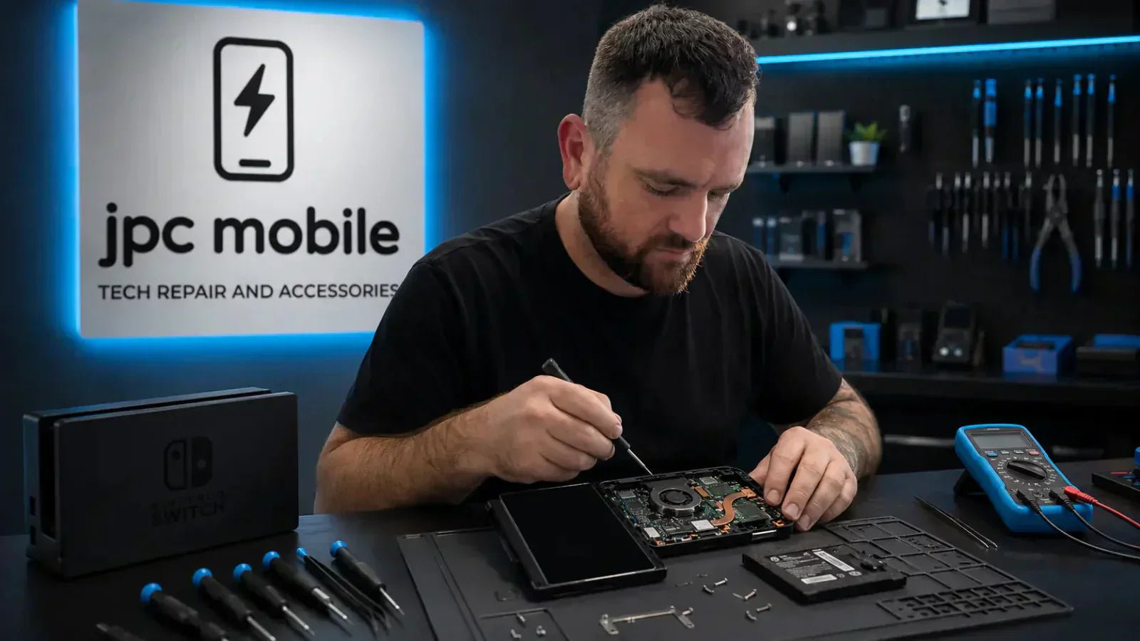 Nintendo Switch won’t turn on repair setup with diagnostic tools and console parts