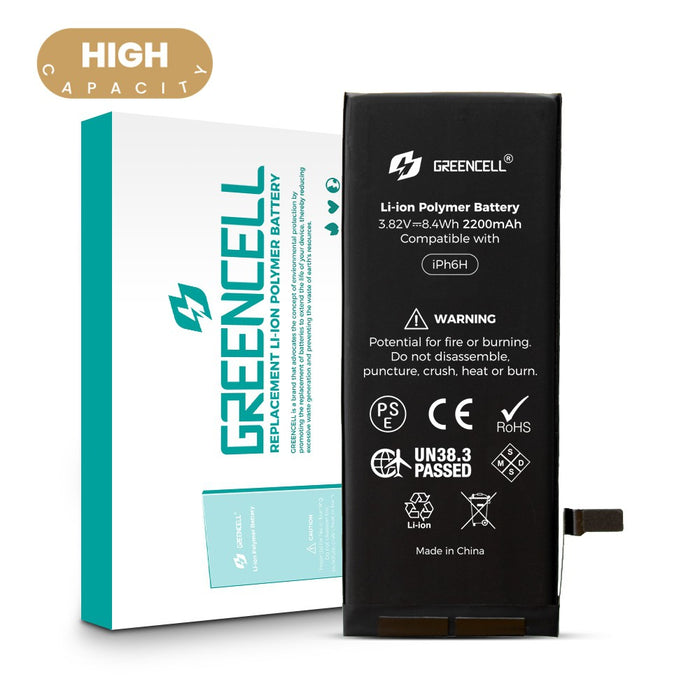 Greencell (High Capacity 2200mAh) iPhone 6 Replacement Battery with Adhesive Strips