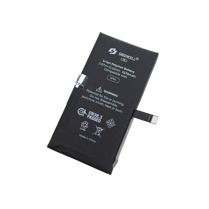 Greencell (3279mAh) iPhone 14 CRACK Battery with Adhesive Strips (No Need Soldering & No Need Tag-on)