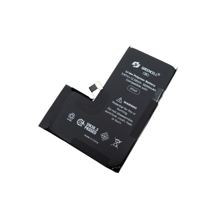 Greencell (3200mAh) iPhone 14 Pro CRACK Battery with Adhesive Strips (No Need Soldering & No Need Tag-on)