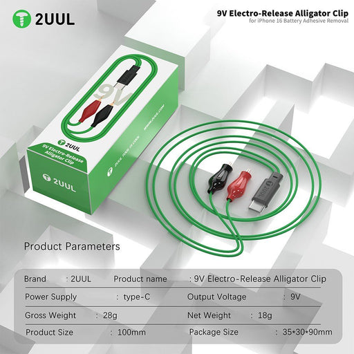 2UUL PW03 9V Electro - Release Alligator Clip - Type - C Battery Adhesive Removal Tools JPC MOBILE ACCESSORIES
