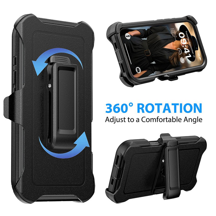 Shockproof Robot Armor Hard Plastic Case with Belt Clip for iPhone 16 Plus