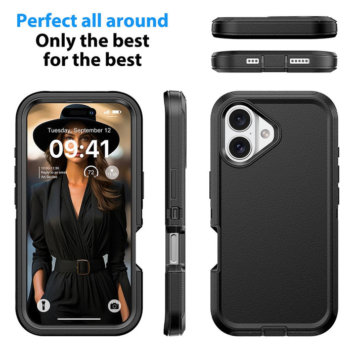 Shockproof Robot Armor Hard Plastic Case with Belt Clip for iPhone 16 Plus