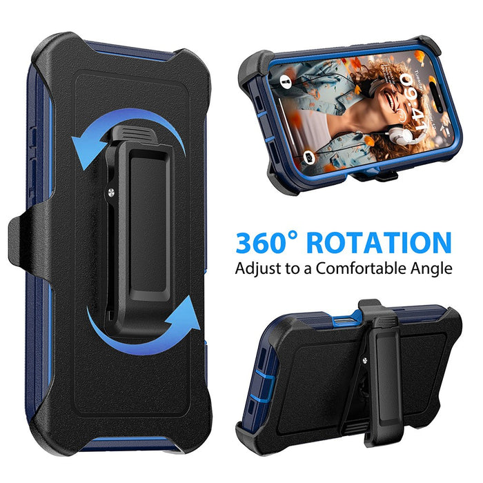 Shockproof Robot Armor Hard Plastic Case with Belt Clip for iPhone 16 Pro