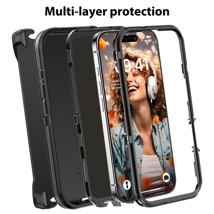 Shockproof Robot Armor Hard Plastic Case with Belt Clip for iPhone 16 Pro Max