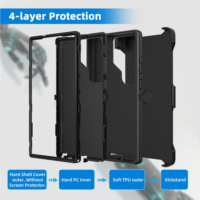 Shockproof Robot Armor Hard Plastic Case with Belt Clip for Samsung Galaxy S24 Ultra