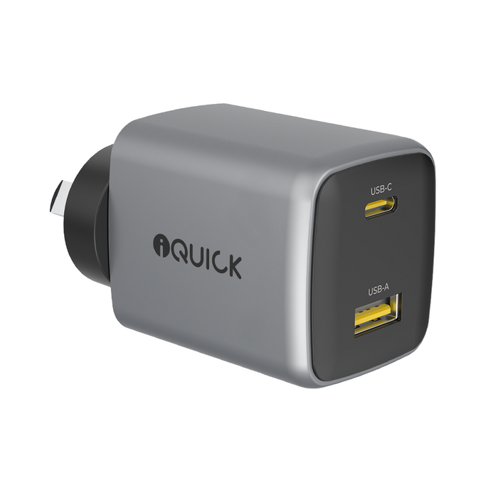 iQuick NANO ENERGY 2 45W PD3.0 USB-C and USB-A Ports Charging Adapter