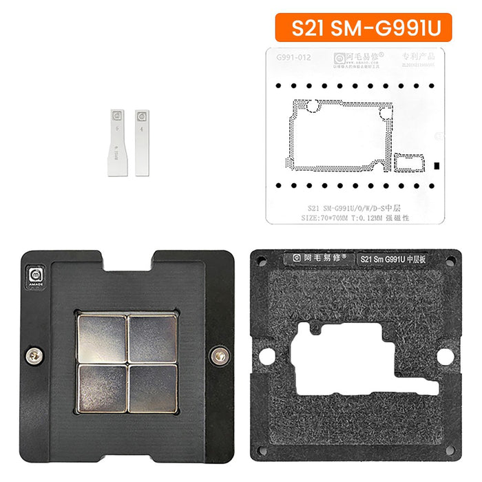 AMAOE Double-side Use Middle Frame Reballing Stencil Platform for Samsung Galaxy S21 5G G991