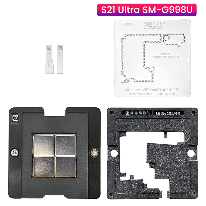 AMAOE Double-side Use Middle Frame Reballing Stencil Platform for Samsung Galaxy S21 Ultra 5G G998