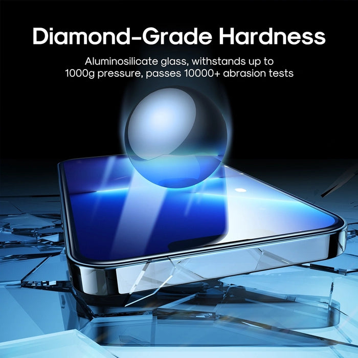 iPhone 13 / 13 Pro / 14 / 16E / 17E Kinglas 2 Packs 2.5D Full Coverage Silk Printing Black Edge Tempered Glass Screen Protector