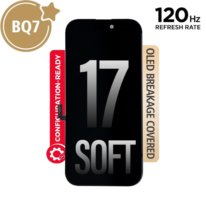 BQ7 Diagnosable Soft OLED Assembly for iPhone 17 Screen Replacement (120HZ, Configuration Ready)