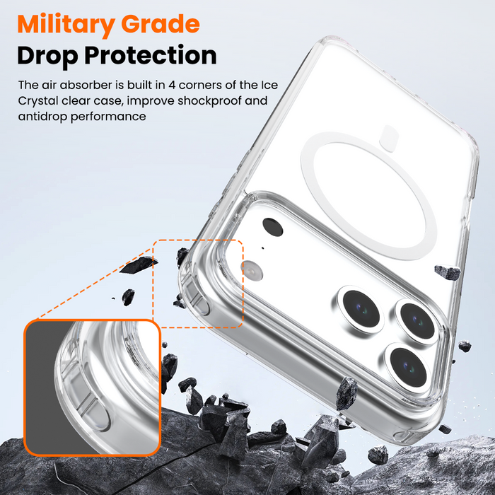 REDEFYNE Ice-transparent Anti-fall Case Cover With Magnetic Ring for iPhone 17 Pro Max / 18 Pro Max
