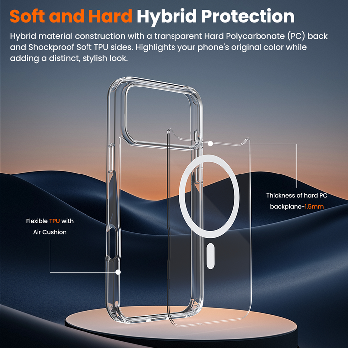 REDEFYNE Ice-transparent Anti-fall Case Cover With Magnetic Ring for iPhone 17 Pro Max / 18 Pro Max