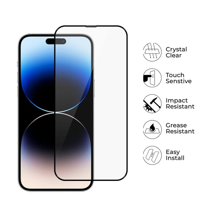 iPhone 15 Pro Kinglas 2 Packs 2.5D Full Coverage Silk Printing Black Edge Tempered Glass Screen Protector