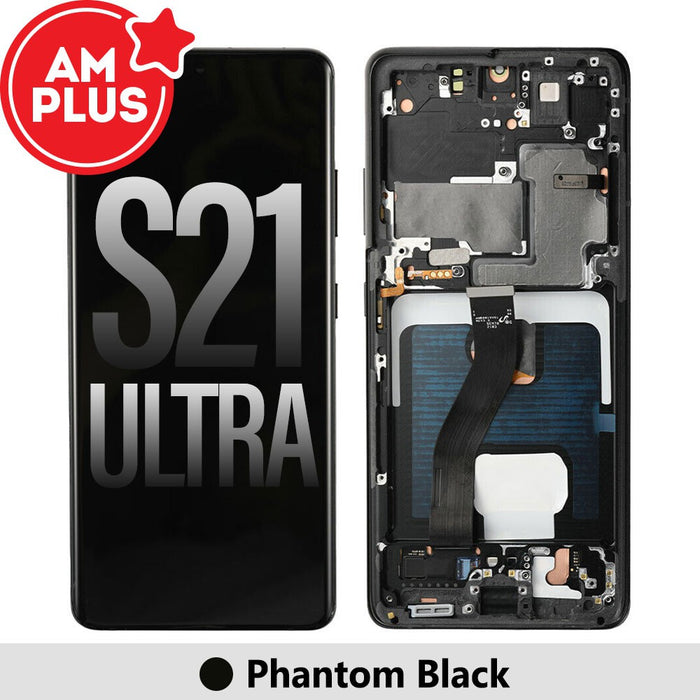 Samsung Galaxy S21 Ultra 5G G998B AMPLUS OLED Screen Replacement Digitizer with Frame - Phantom Black