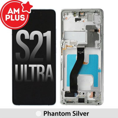 Samsung Galaxy S21 Ultra 5G G998B AMPLUS OLED Screen Replacement Digitizer with Frame - Phantom Silver