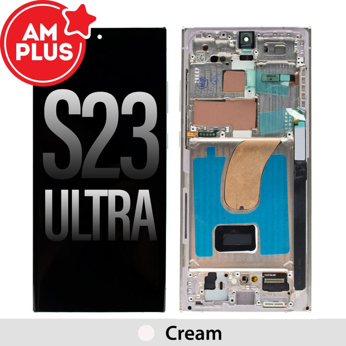 Samsung Galaxy S23 Ultra 5G G918B AMPLUS OLED Screen Replacement Digitizer with Frame - Cream