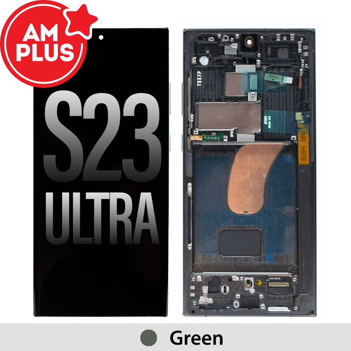 Samsung Galaxy S23 Ultra 5G G918B AMPLUS OLED Screen Replacement Digitizer with Frame - Green