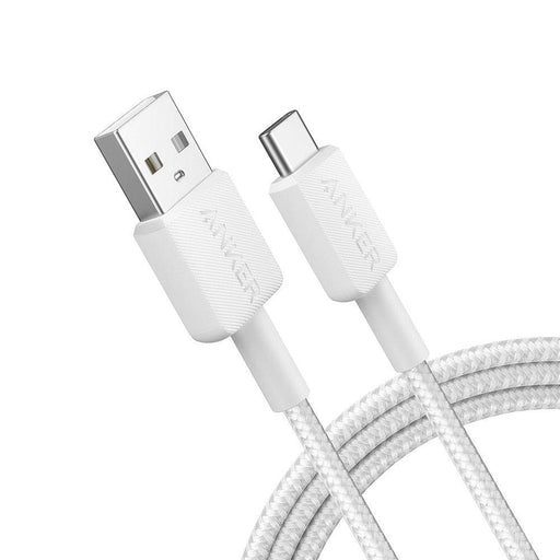 Anker 322 USB-A to USB-C cable white 6ft braided nylon fast charging iPhone 15 16