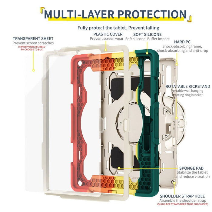 Armor Shockproof Handle Ring Rotation Case Cover for Samsung Galaxy Tab S7 T870 / S8 X700 / S9 X710 / S9 FE X510 / S10 FE X520 Armor Case JPC MOBILE ACCESSORIES