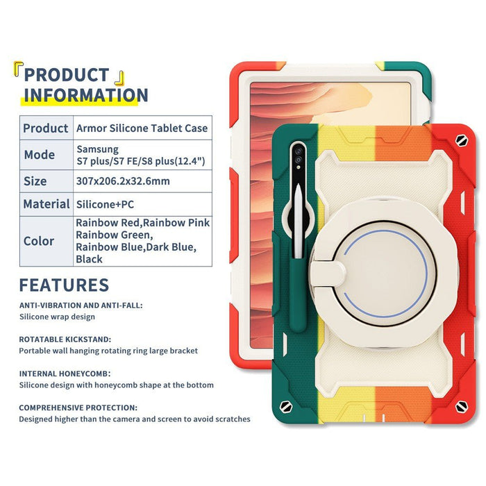 Armor Shockproof Handle Ring Rotation Case Cover for Samsung Galaxy Tab S8 Ultra X900 / S9 Ultra X910 / S10 Ultra X920 Silicone Case JPC MOBILE ACCESSORIES