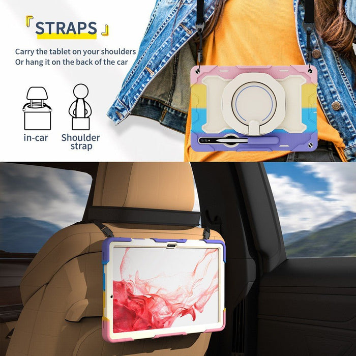 Armor Shockproof Handle Ring Rotation Case Cover for Samsung Galaxy Tab S8 Ultra X900 / S9 Ultra X910 / S10 Ultra X920 Silicone Case JPC MOBILE ACCESSORIES