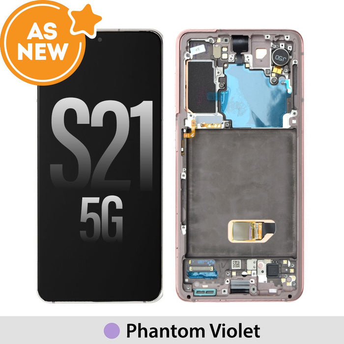 AS NEW-Samsung Galaxy S21 5G G991B OLED Screen Replacement-Phantom Violet (SERVICE PACK SCREEN AND SERVICE PACK FRAME ASSEMBLED)