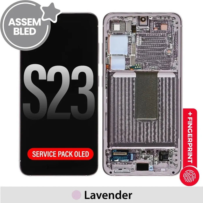 ASSEMBLED OLED Screen Replacement with Frame for Samsung Galaxy S23 5G S911B-Lavender (SERVICE PACK SCREEN BUT REFURBISH FRAME) Screen Replacement JPC MOBILE ACCESSORIES