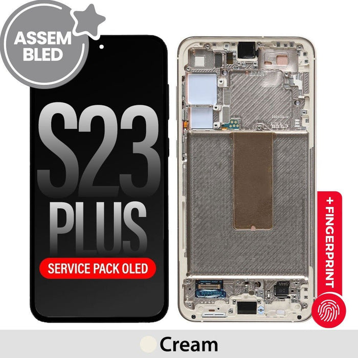ASSEMBLED OLED Screen Replacement with Frame for Samsung Galaxy S23 Plus 5G S916B - Cream Screen Replacement JPC MOBILE ACCESSORIES