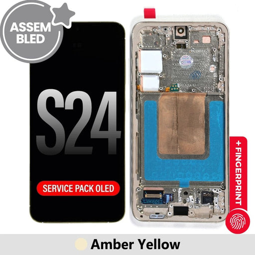 ASSEMBLED OLED Screen Replacement with Frame for Samsung Galaxy S24 S921B - Amber Yellow (SERVICE PACK SCREEN BUT REFURBISH FRAME) Screen Replacement JPC MOBILE ACCESSORIES