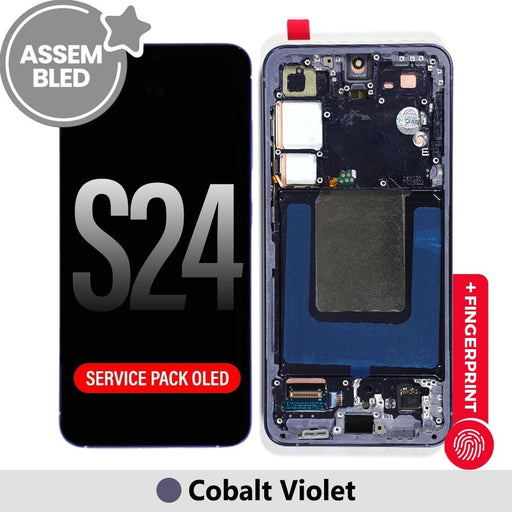 ASSEMBLED OLED Screen Replacement with Frame for Samsung Galaxy S24 S921B - Cobalt Violet (SERVICE PACK SCREEN BUT REFURBISH FRAME) Screen Replacement JPC MOBILE ACCESSORIES