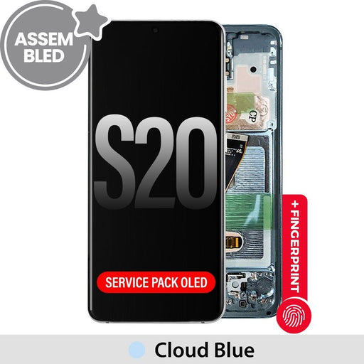 Assembled OLED Screen with Frame Samsung Galaxy S20 Cloud Blue Screen Replacement JPC MOBILE ACCESSORIES