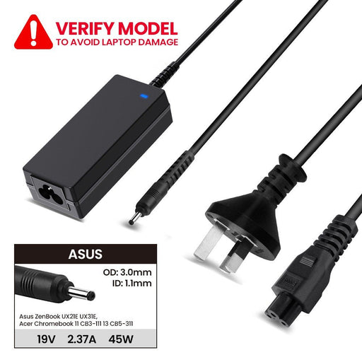Asus ZenBook & Acer Chromebook - 45W Laptop Power Adapter (19V 2.37A) Laptop Charger JPC MOBILE ACCESSORIES