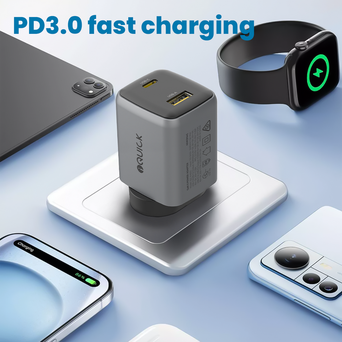iQuick NANO ENERGY 2 45W PD3.0 USB-C and USB-A Ports Charging Adapter