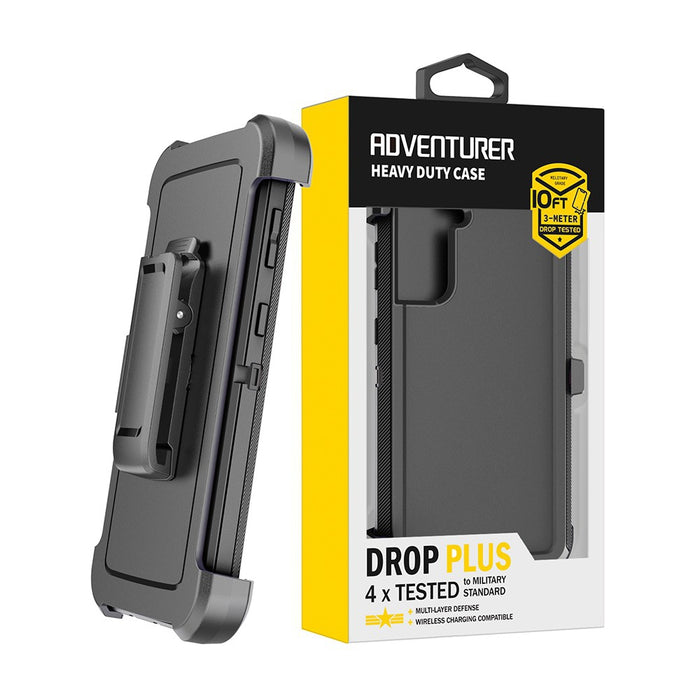 Adventurer rugged armor case packaging for Samsung Galaxy S23 in Black