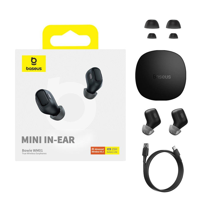 Baseus Bowie WM01 True Wireless Earphones — Black Headphones JPC MOBILE ACCESSORIES