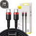 Baseus Cafule 100W USB-C cable with premium aluminum connectors and nylon braid design on white background