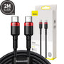 Baseus Cafule 100W USB-C cable with premium aluminum connectors and nylon braid design on white background
