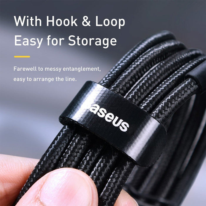 Baseus Cafule USB-C cable demonstrating flexibility and bend resistance with nylon braided construction
