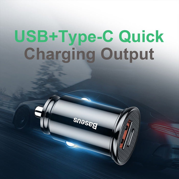Baseus Circular Plastic A+C 30W PPS Car Charger USB - C PD QC 4.0 Dual Port Fast Charging Australia Charger JPC MOBILE ACCESSORIES