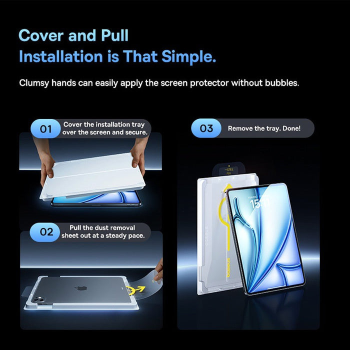 Baseus Crystalline HD Tempered Glass for iPad 10 (2022) / 11 (2025) Dustproof Kit 2.5D Protector JPC MOBILE ACCESSORIES