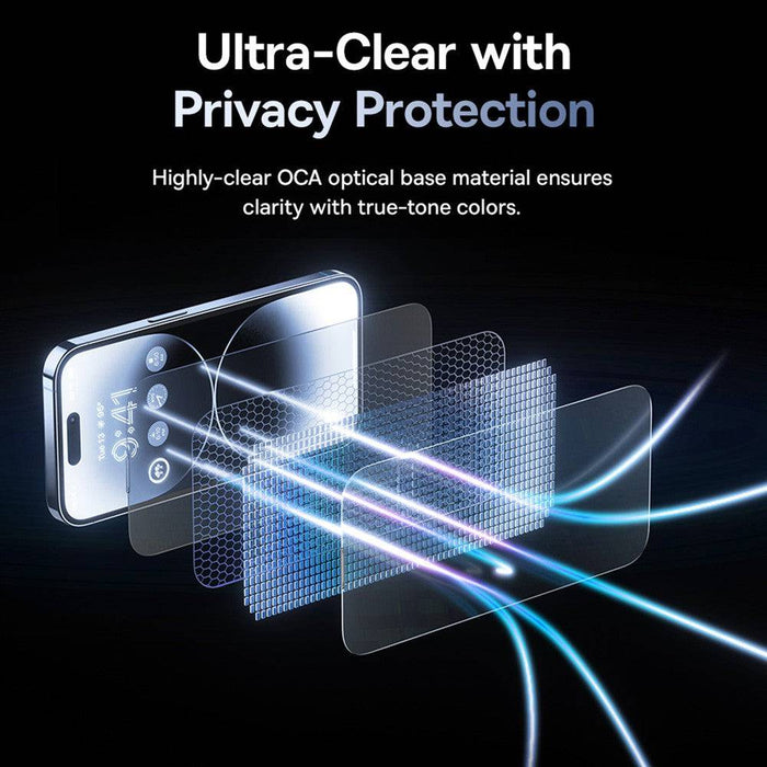 Baseus screen protector with dust-proof installation tool for easy, bubble-free application.