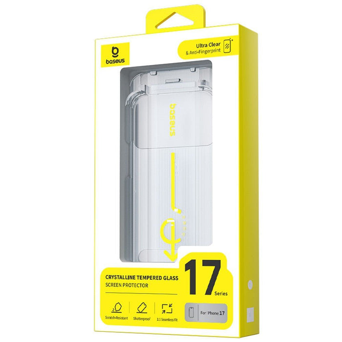 Baseus iPhone 17 Crystal Diamond Series HD Tempered Glass Dust - free Chamber II Full Coverage Protector JPC MOBILE ACCESSORIES