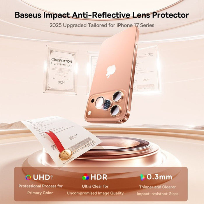 Baseus iPhone 17 Pro / 17 Pro Max Corning Series AR Anti - Reflective HD Lens Screen Protector Full Coverage Protector JPC MOBILE ACCESSORIES