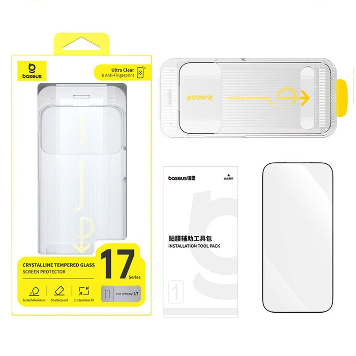 Baseus iPhone 17 Pro Crystal Diamond Series HD Tempered Glass Dust - free Chamber II Full Coverage Protector JPC MOBILE ACCESSORIES