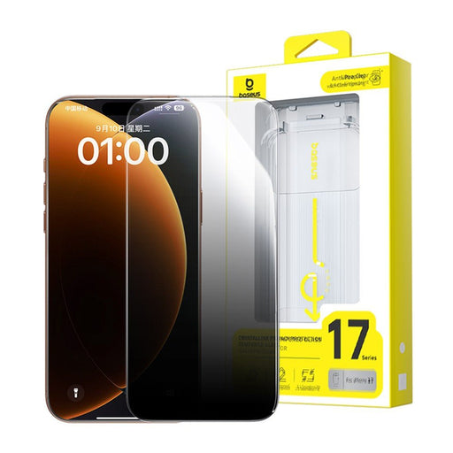 Baseus iPhone 17 Pro Crystal Diamond Series Privacy Tempered Glass Dust - free Chamber II Full Coverage Protector JPC MOBILE ACCESSORIES