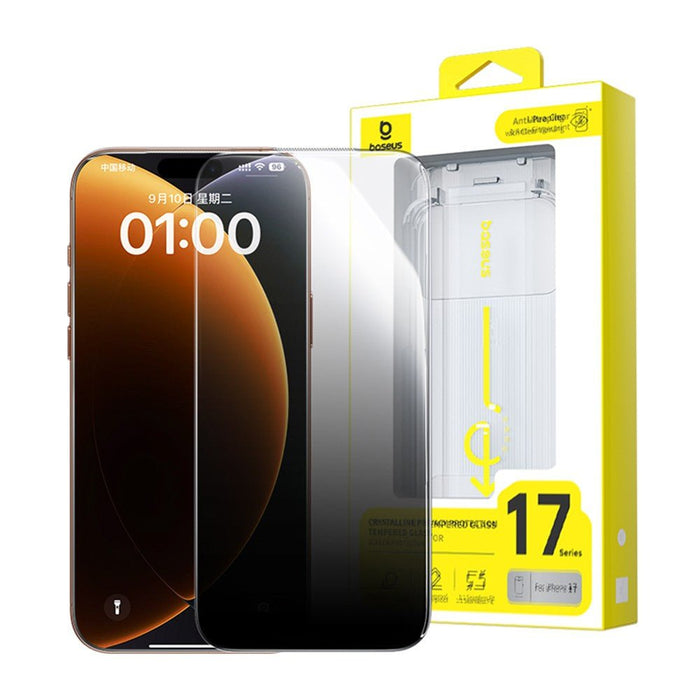 Baseus iPhone 17 Pro Crystal Diamond Series Privacy Tempered Glass Dust - free Chamber II Full Coverage Protector JPC MOBILE ACCESSORIES